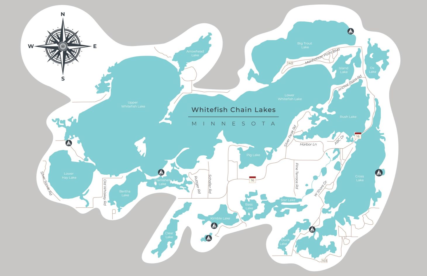 Whitefish Chain Lakes Map